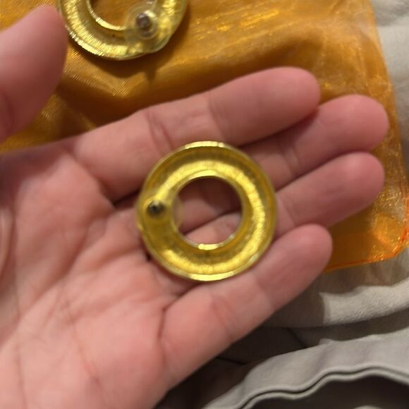 Vintage Monet Gold Tone Chunky Hoop Earrings - Picture 4 of 4